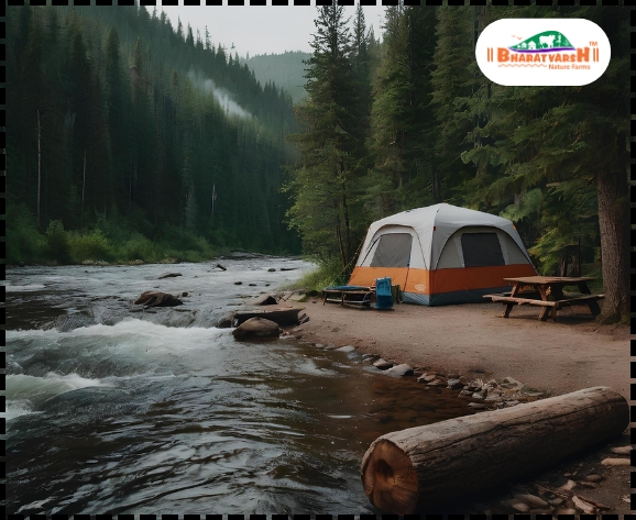 Camping with scenic lake views - Bharatvarsh Nature Farms